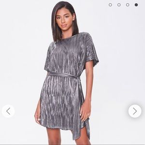 Forever 21 Metallic Pleated Dolman Dress